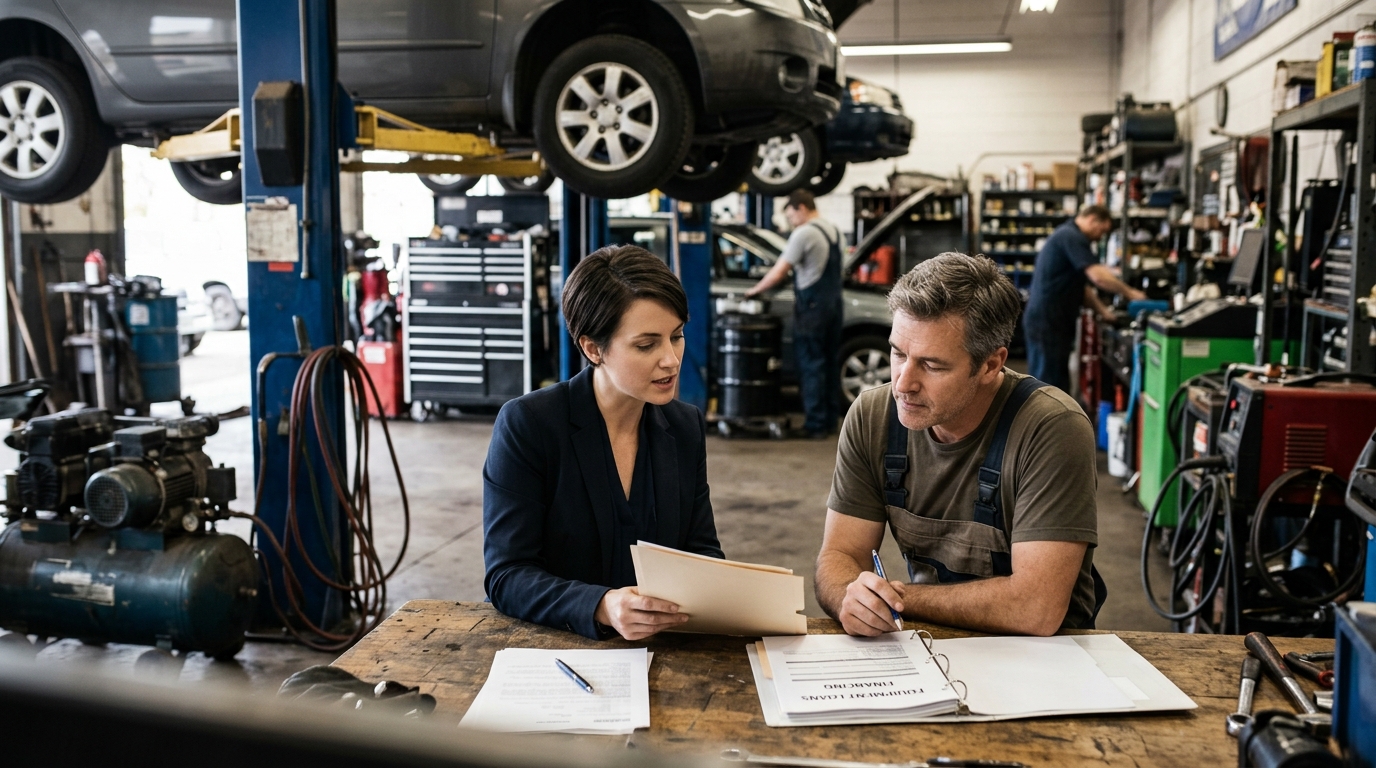 Illustration: Managing Debt-to-Income: How to Secure Mechanic Shop Equipment Loans